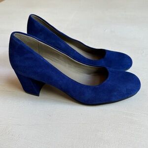 Eileen Fisher Blue Suede Block Heels